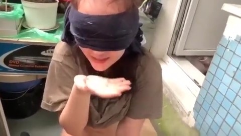 Blindfolded and fucked on the balcony