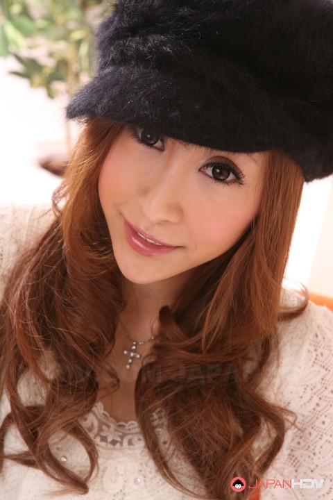 Cute Japanese girl with red hair sets her big natural tits free | Фото 1