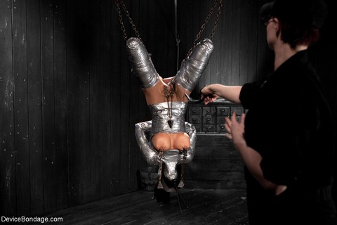 Slim babe Beretta James gets wrapped in duct tape & abused in BDSM suspension  | Фото 10