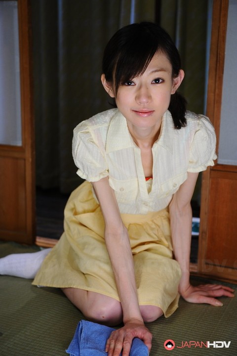 Young looking Japanese girl Aoba Itou changes into a sheer teddy | Фото 3