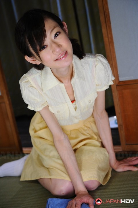 Young looking Japanese girl Aoba Itou changes into a sheer teddy | Фото 4