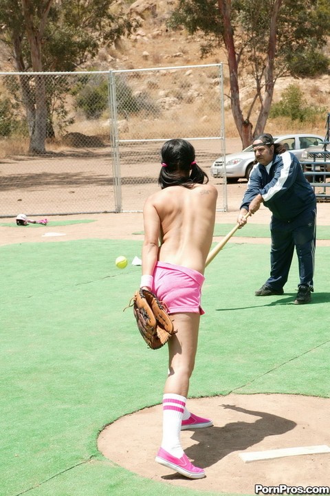 Young and busty brunette has hardcore sex with her coach on ball diamond | Фото 5