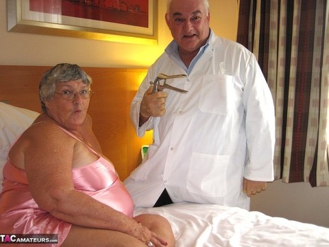 Obese nan Grandma Libby has sexual relations with her old doctor on her bed