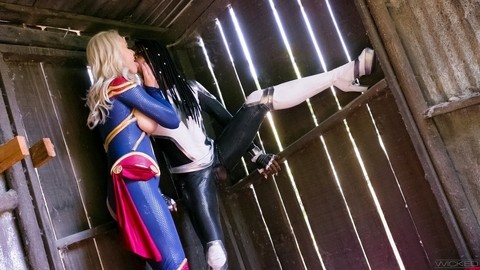 Hot blonde and a black chick eat ass during lesbian sex in cosplay attire | Фото 12