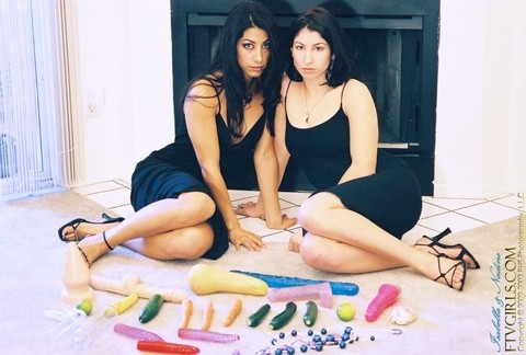 Two amateur babes display various dildos at home after public nudity stunt | Фото 15