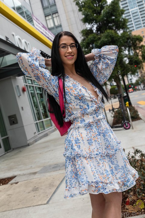 Dark haired geek removes her glasses and dress before riding a big cock | Фото 2