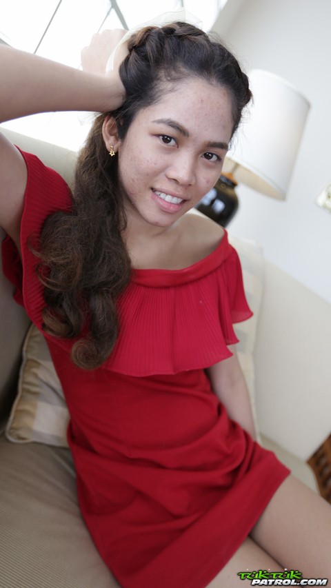 Cute first timer from Thailand poses in her red dress prior to modeling gig | Фото 8