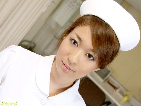 Cute Japanese nurse Risa Misaki	masturbates at work before getting fucked