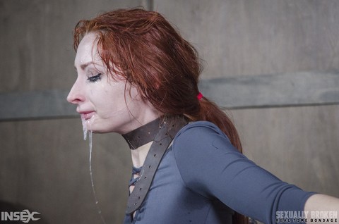 Pale redhead Violet Monroe undergoes a rough throat fucking in dungeon | Фото 11