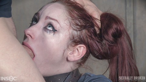 Pale redhead Violet Monroe undergoes a rough throat fucking in dungeon | Фото 12