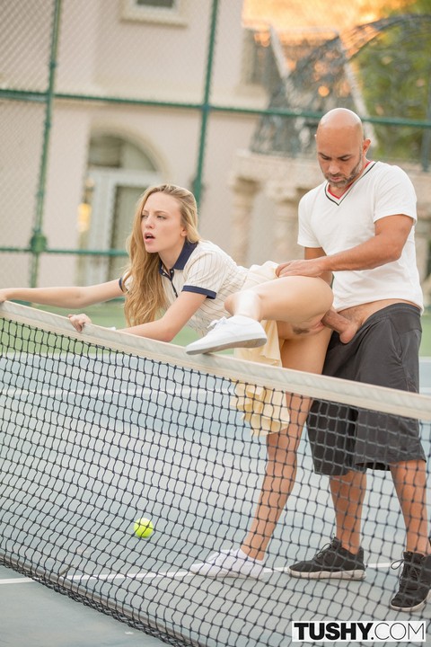 Delightful teen Aubrey Star gets her ass rammed by her bald tennis tutor | Фото 15