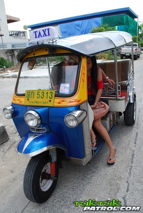 Lovely Asian teen in sexy jean shorts gets picked up on the street | Фото 13