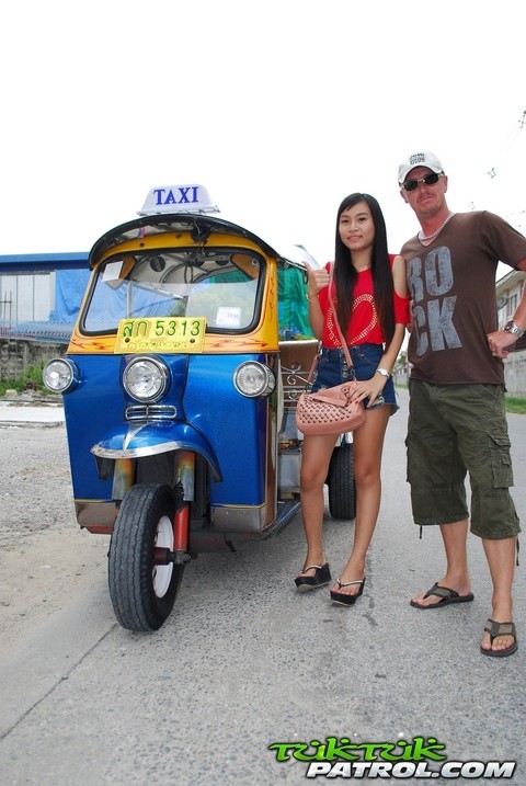 Lovely Asian teen in sexy jean shorts gets picked up on the street | Фото 5