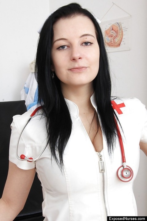 Fabulous brunette Hanna is showing her sweet nurse uniform | Фото 1