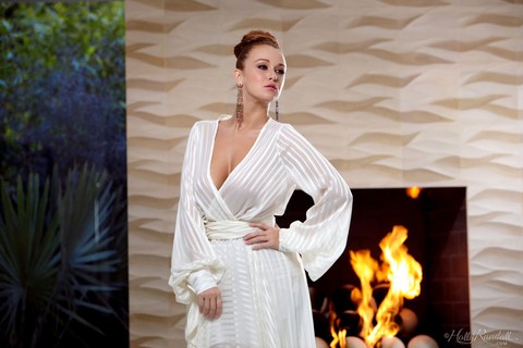 Leanna Decker doffs her elegant gown to pose erotically near the fireplace | Фото 2