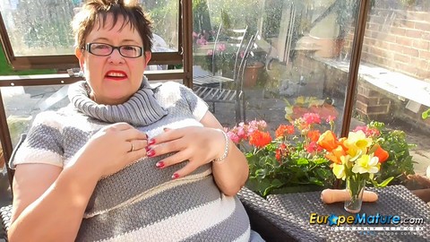 European granny Warm Sweet Honey toying & showing off her large saggy tits | Фото 3