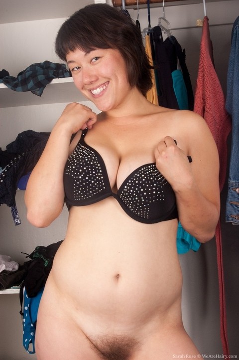 Busty German wife Sarah Rose spreads her hairy cunt while posing in the closet | Фото 8