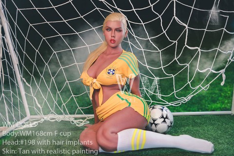 Brazilian sex doll Mariana undressing and posing naked on a soccer field  | Фото 19