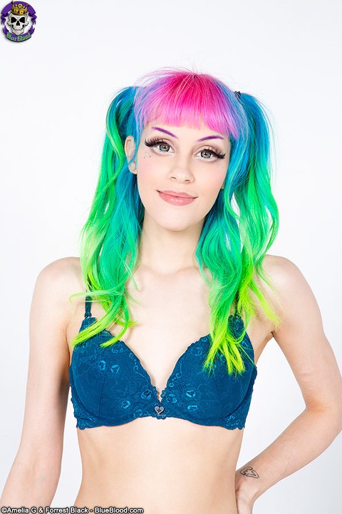 Tall teen Dorothy Perkins models totally naked with dyed hair in pigtails | Фото 7