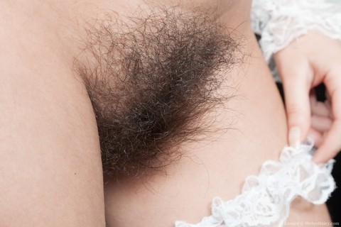 Brunette maid Ramira strips off uniform to show off her naturally hairy pussy | Фото 7