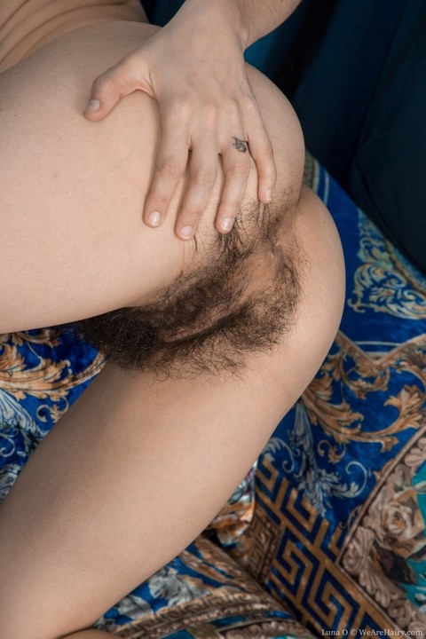 Slender brunette with hairy armpits Luna O	bares her hairy vagina | Фото 16