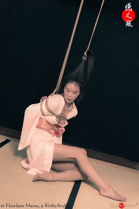 Asian female Flawless Meow has her long hair and body tied up with rope | Фото 3