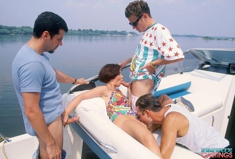 Vintage model Judith takes on several big cocks in gangbang on a boat | Фото 2