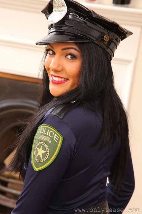 Captivating babe Charelle Marie doffs police uniform to pose in nylons & heels | Фото 5